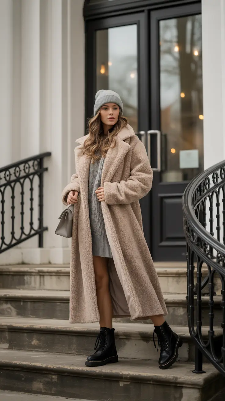 winter outfits inspiration aesthetic Teddy Coat Comfort
