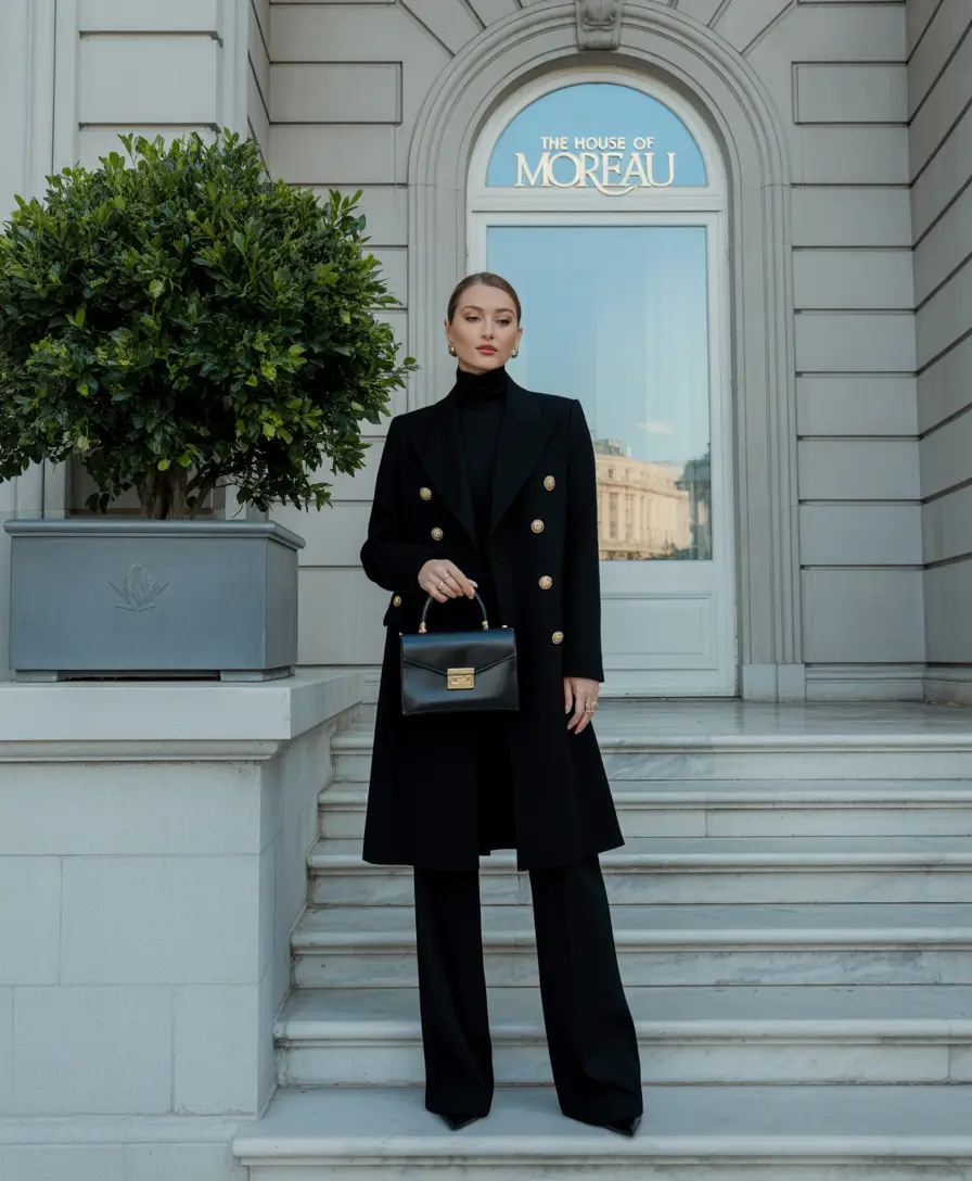 Office Outfit Ideas for Winter 2025-2026 Sharp Military Black