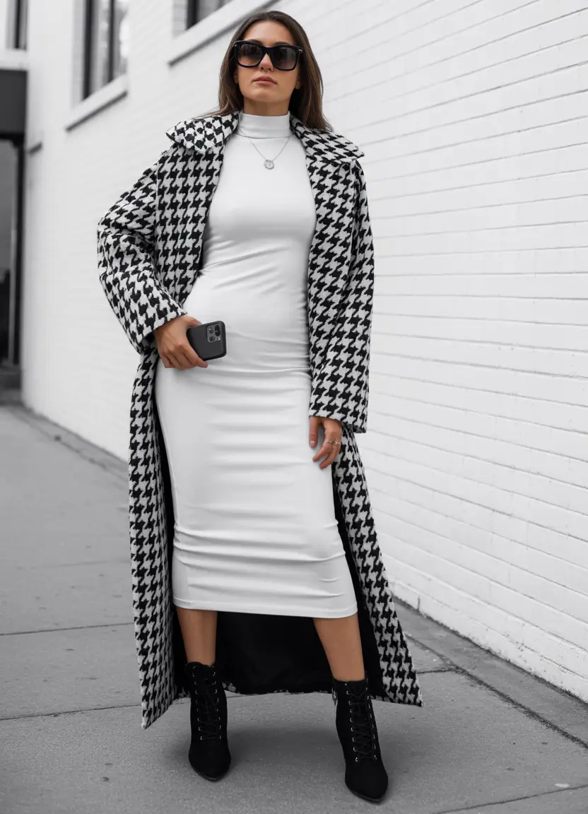 Office Outfit Ideas for Winter 2025-2026 Houndstooth Drama