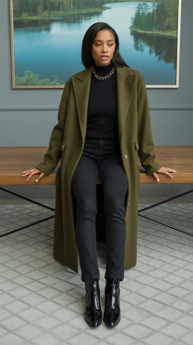 Office Outfit Ideas for Winter 2025-2026 Olive Green Minimalism