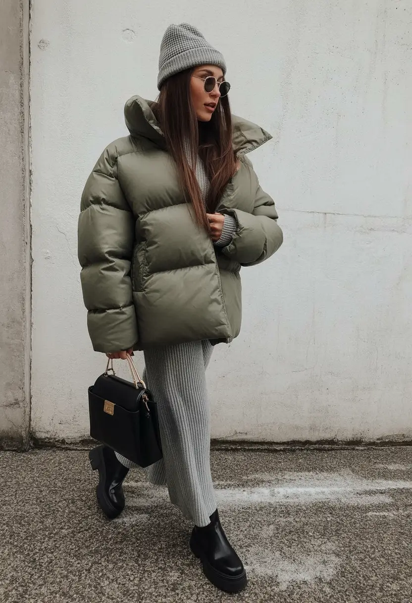 winter-outfits-aesthetic-casual-Monochrome-Knit-Layers-with-Puffer-Ease