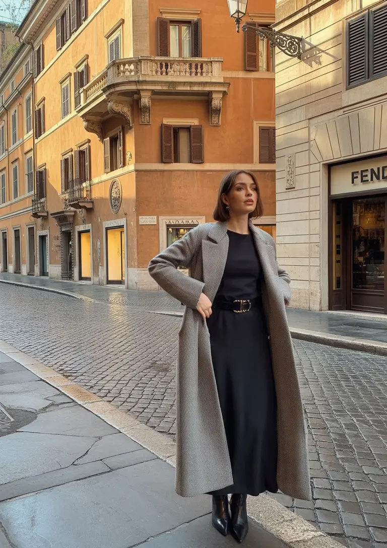winter-outfits-aesthetic-classy-Italian-Streets-Classic-Long-Coat