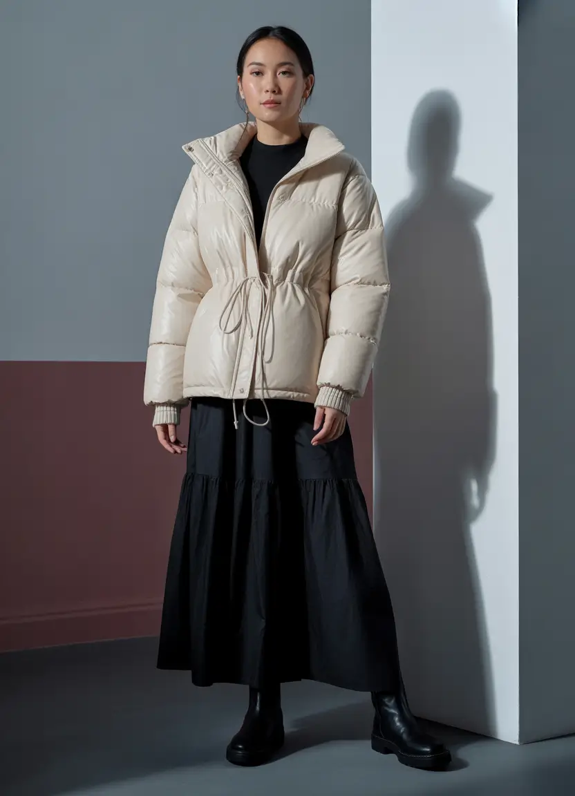 winter-outfits-aesthetic-skirt-Minimalist-Cream-with-Maxi-Skirt-Drama