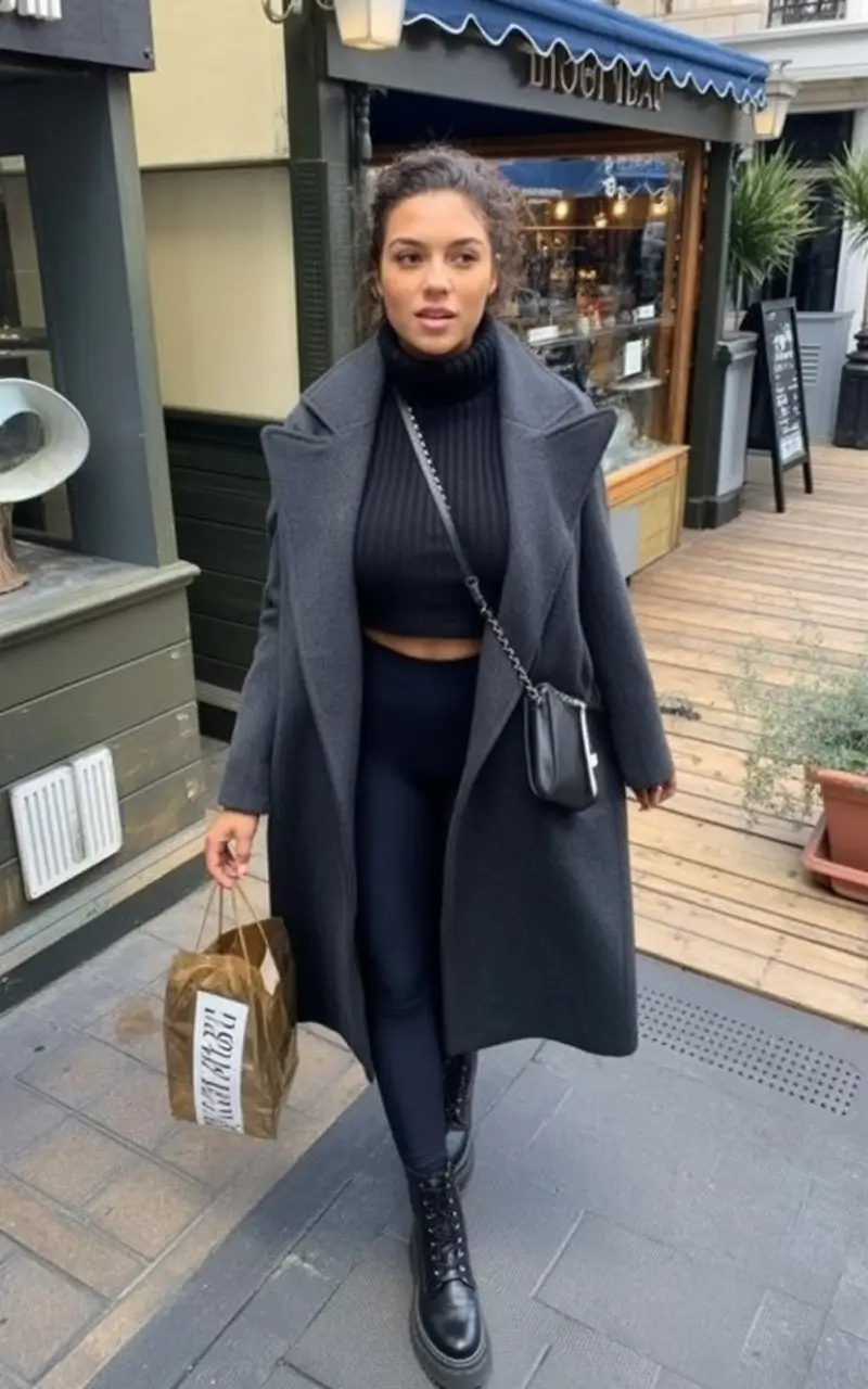 winter outfits 2025 women Dark Monochrome Power