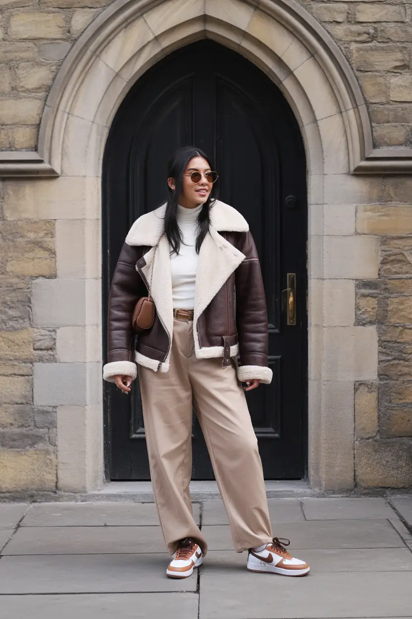 winter outfits 2025 women Shearling Heritage Style