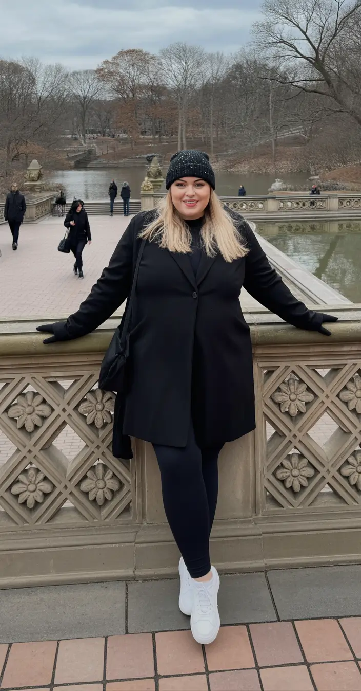 plus size winter outfits cold weather Central Park Cozy in Black