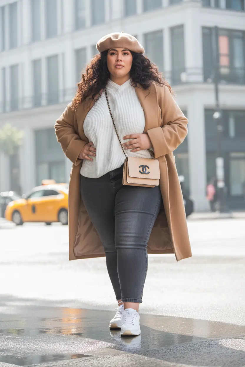 plus size winter outfits cold weather Parisian Chic With Neutral Tones