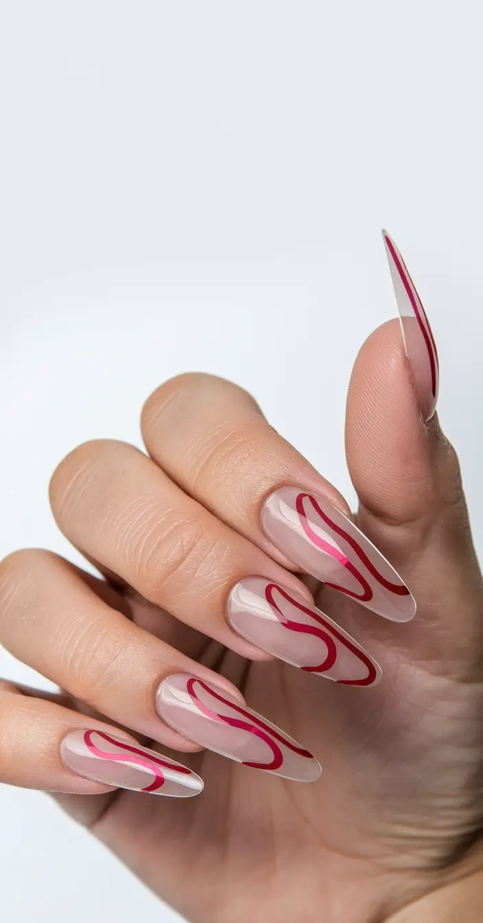 red fall nails 2025 Minimal Red Line Art