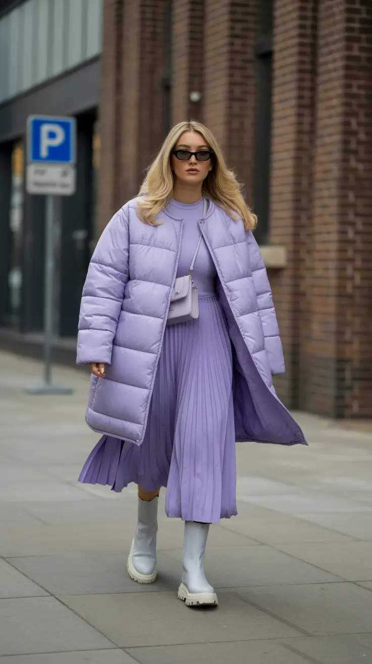 Stylish Winter Outfit Inspo 2025-2026 Lavender Monochrome Dream