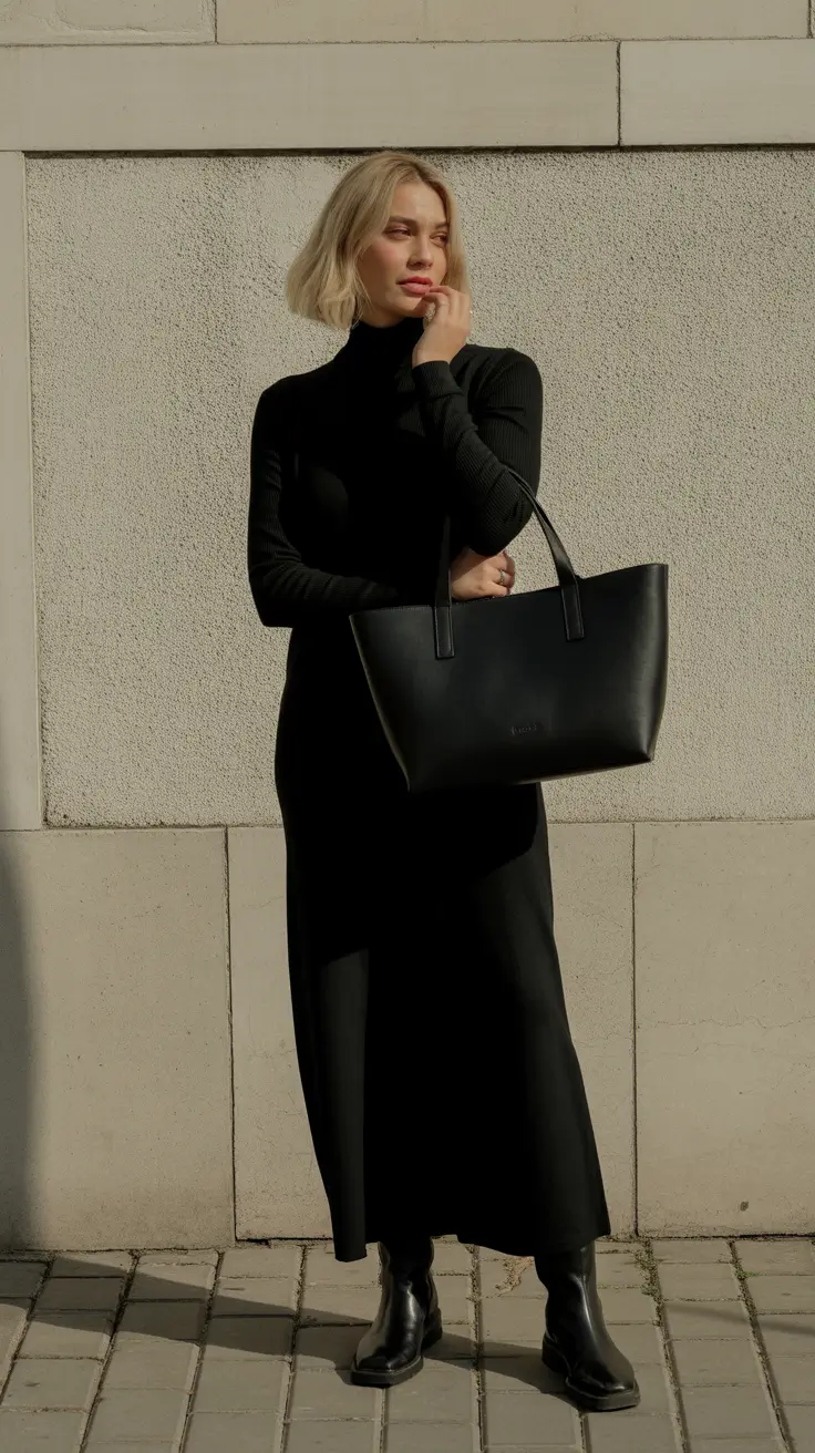 Stylish Winter Outfit Inspo 2025-2026 Black-on-Black Minimalist Power