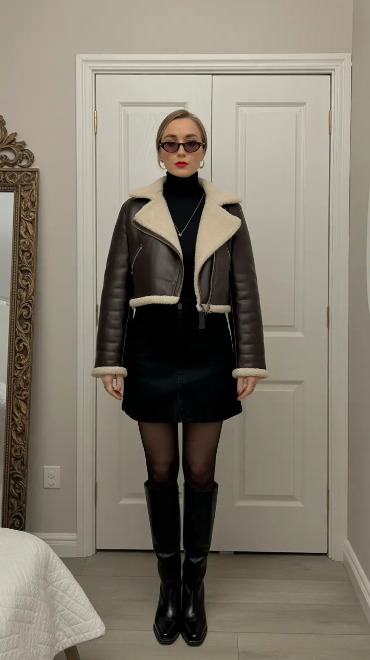 Trendy Birthday Outfit Winter 2025 2026 Chic Shearling and Mini Skirt Combo