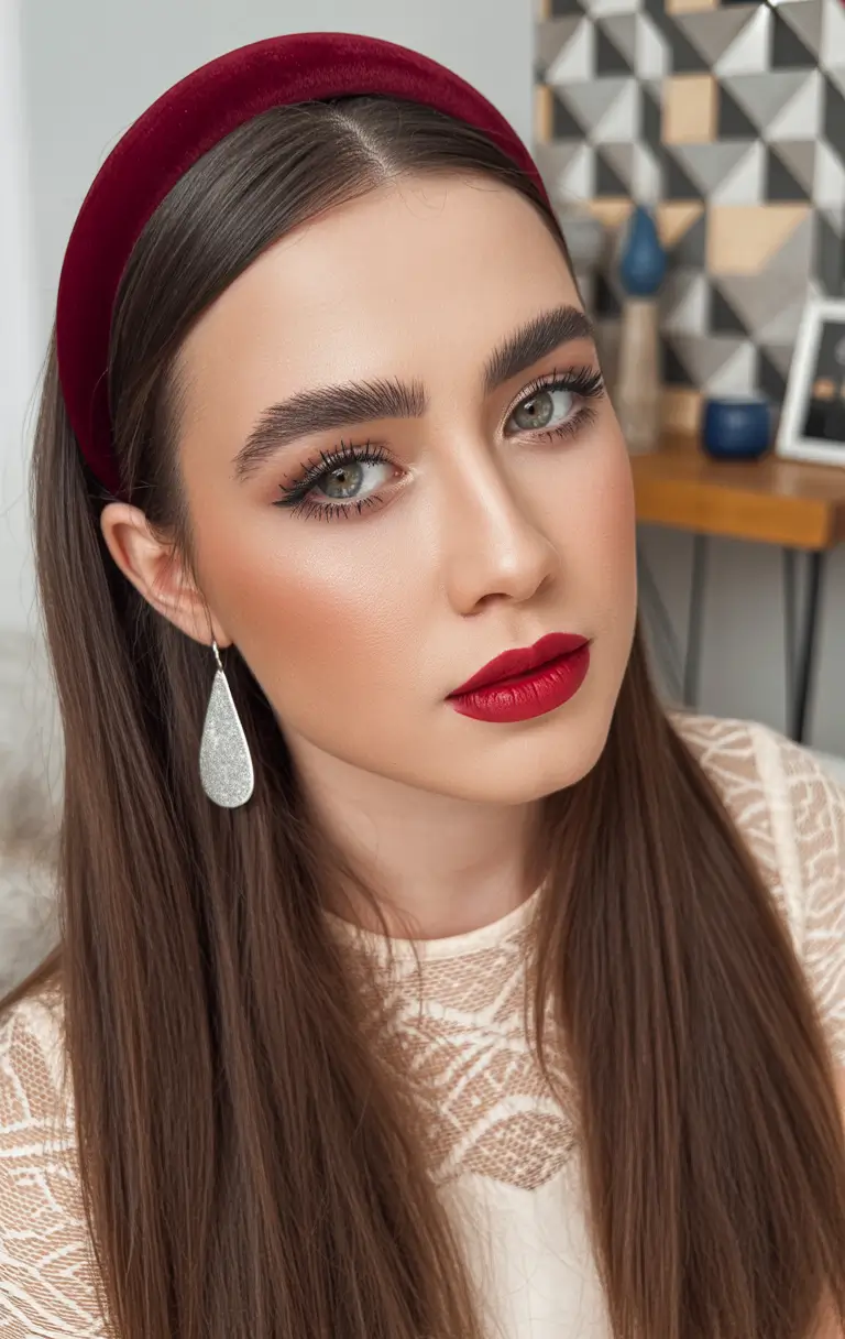 brown hair colors winter Polished Brunette with Bold Accents