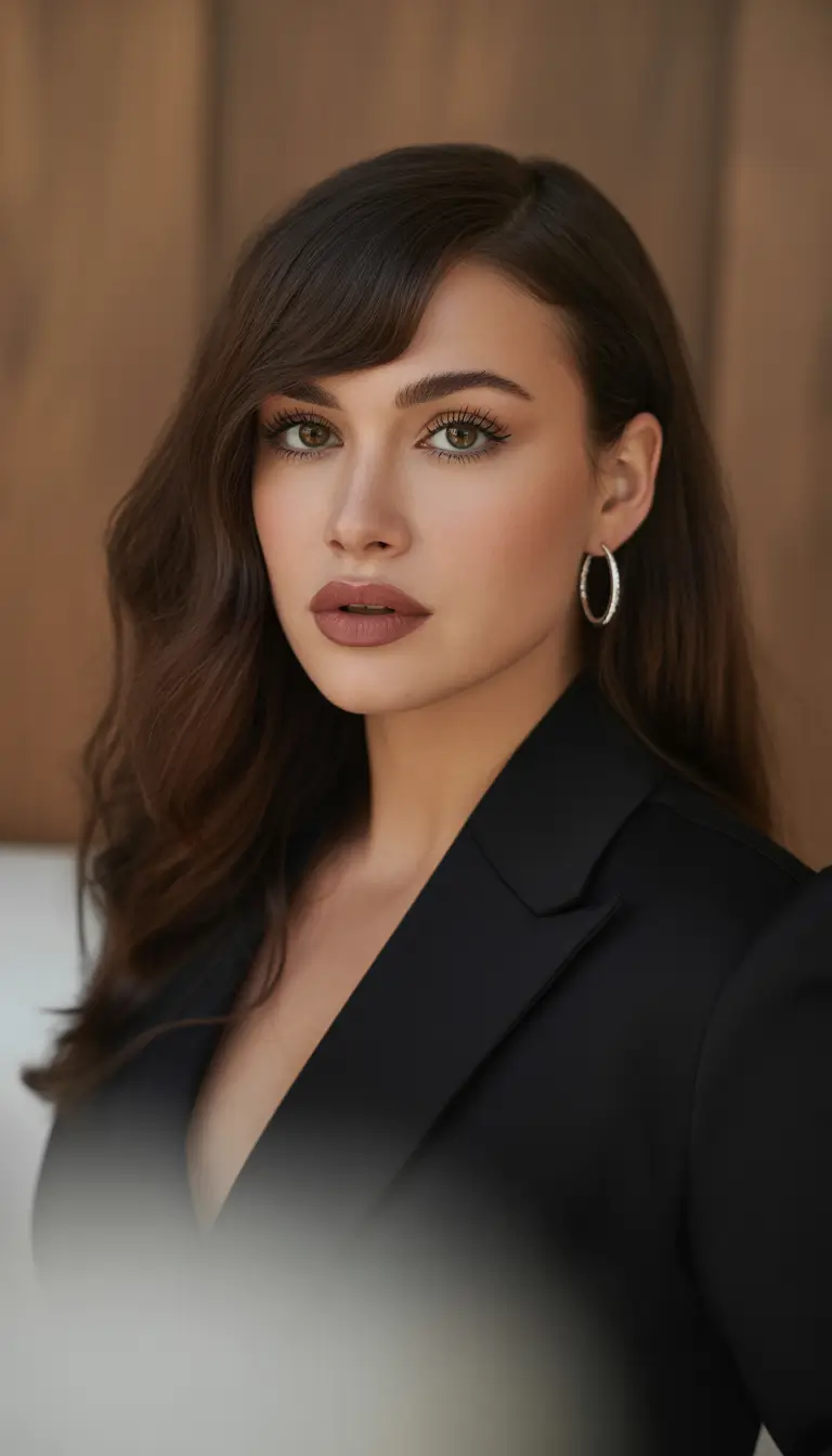 brown hair colors winter Modern Side-Parted Brunette