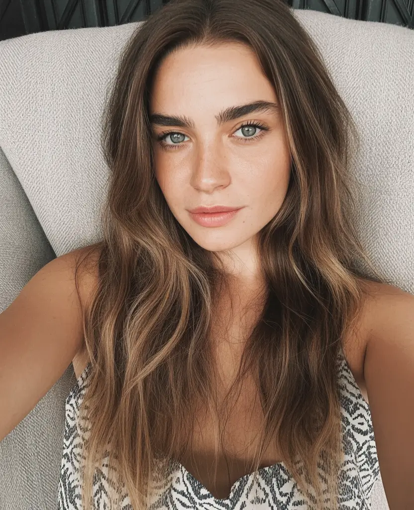 brown hair colors winter Natural Long Brunette Balayage