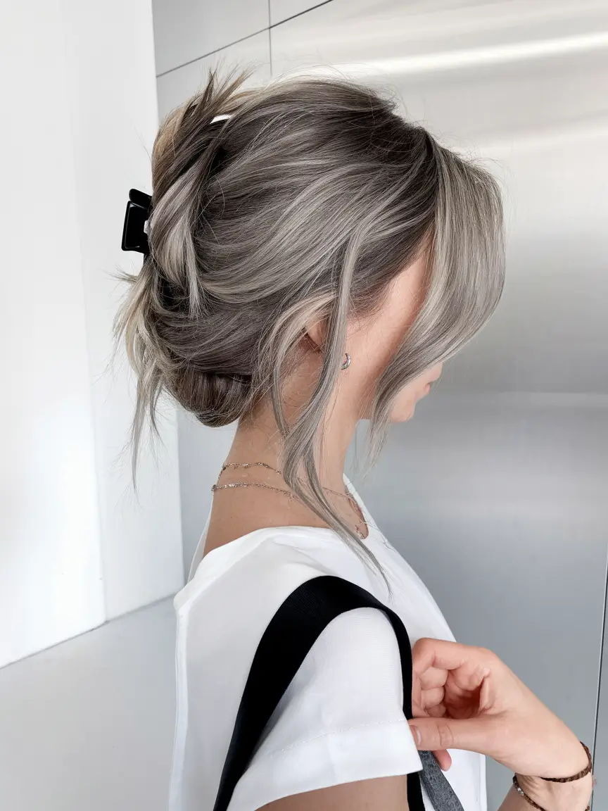 fall winter haircuts 2025 Effortless Claw Clip Updo