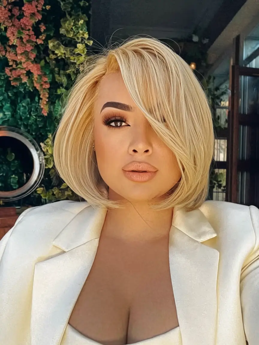 fall winter haircuts 2025 Classic Blonde Bob