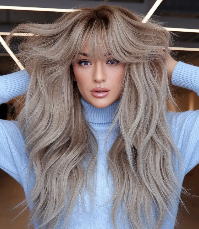 fall winter haircuts 2025 Layered Cut With Curtain Bangs