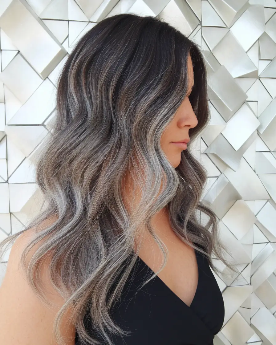 fall winter haircuts 2025 Smoky Silver Balayage