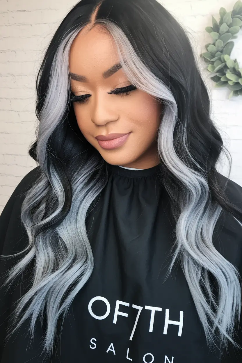 fall winter haircuts 2025 Bold Contrast Money Piece