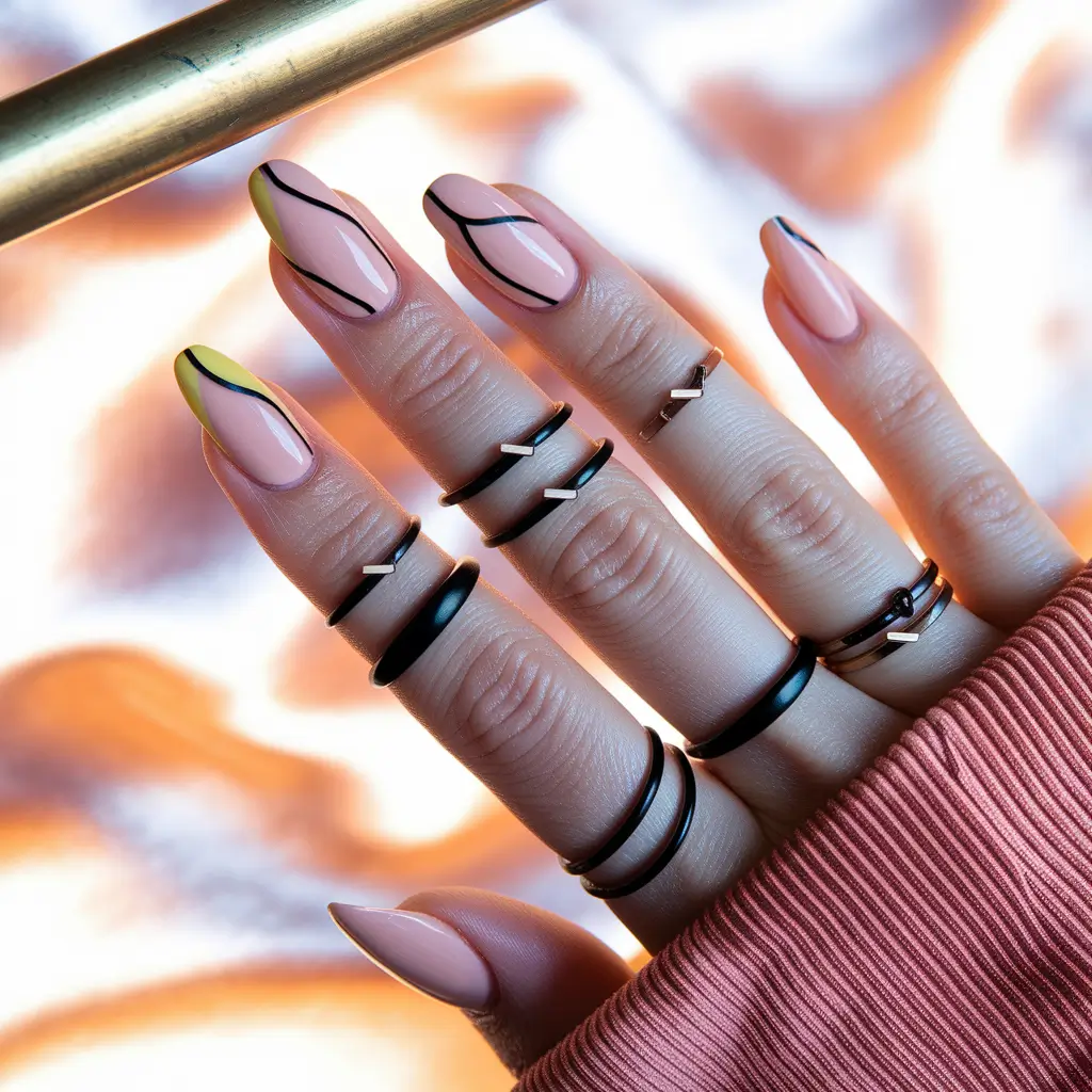 fall winter nails 2025/2026 Minimalist Abstract Lines