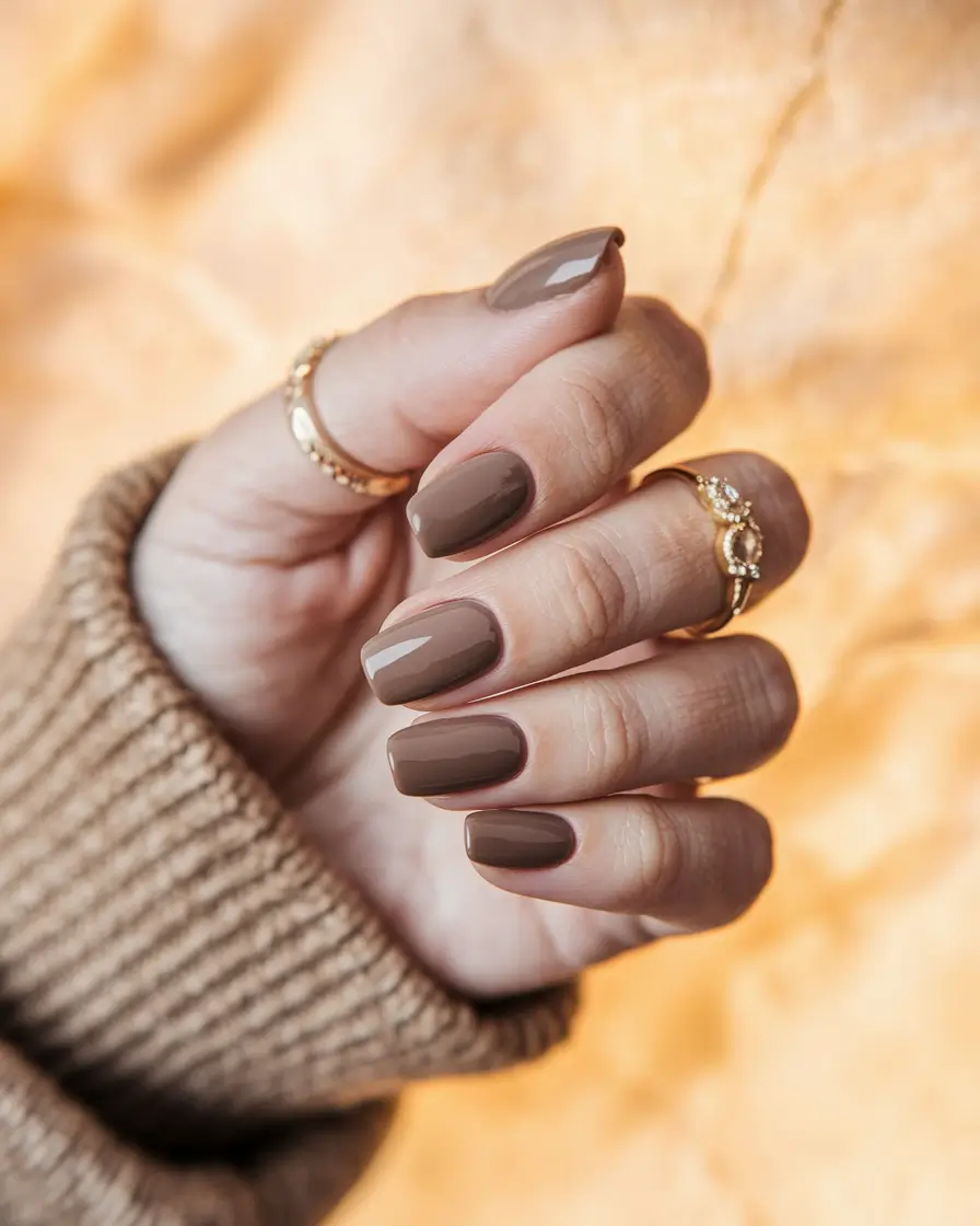 fall winter nails 2025/2026 Warm Cocoa Minimalism