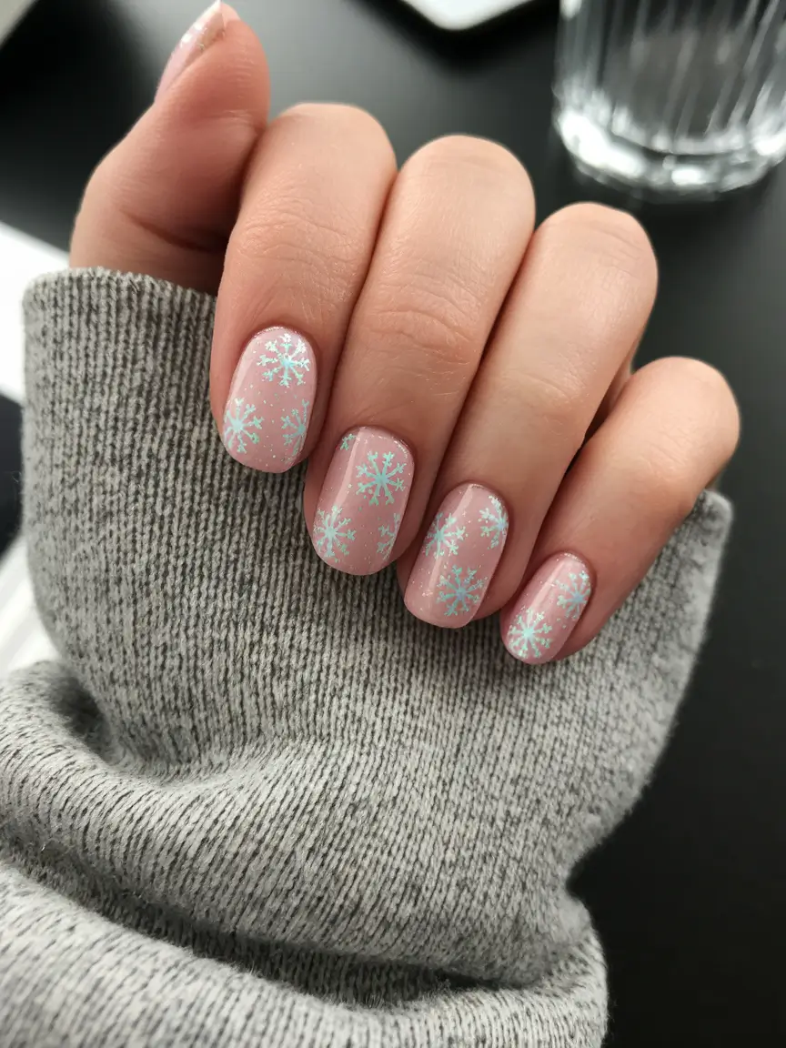 fall winter nails 2025/2026 Baby Blue Snowfall