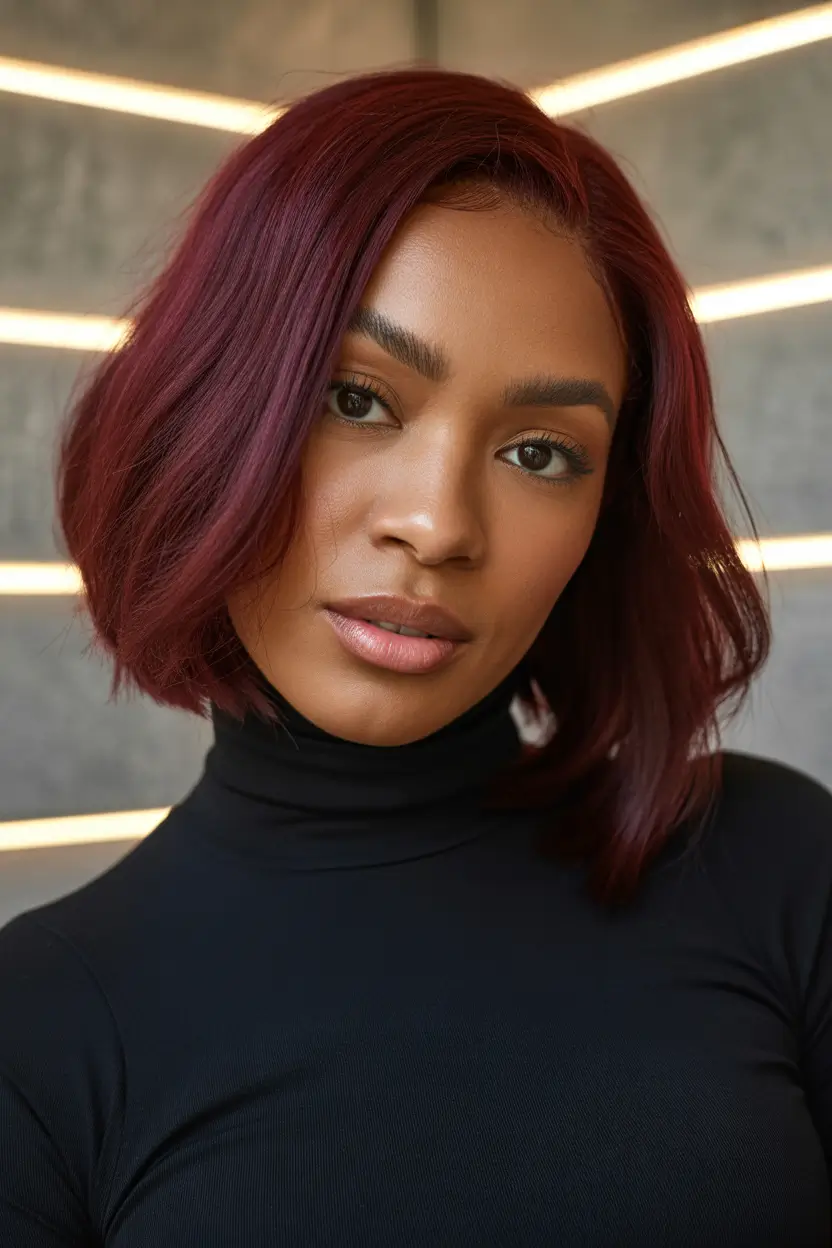 fall/winter hair colors for black women Burgundy Lob