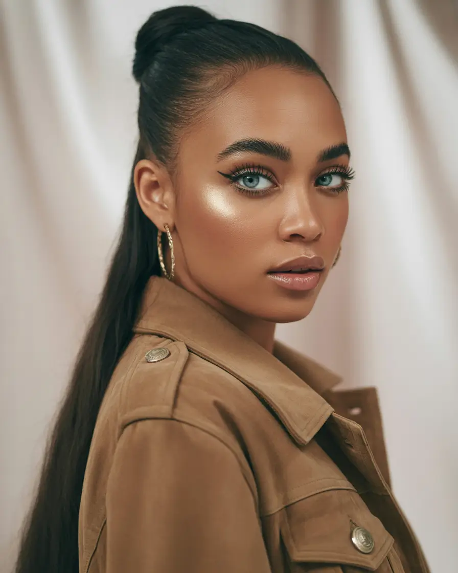 black women winter hair colors Sleek Espresso Ponytail