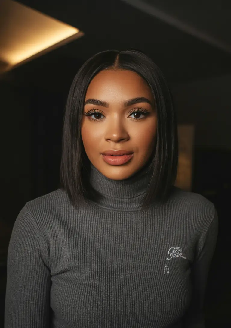fall/winter hair colors black women Polished Long Bob