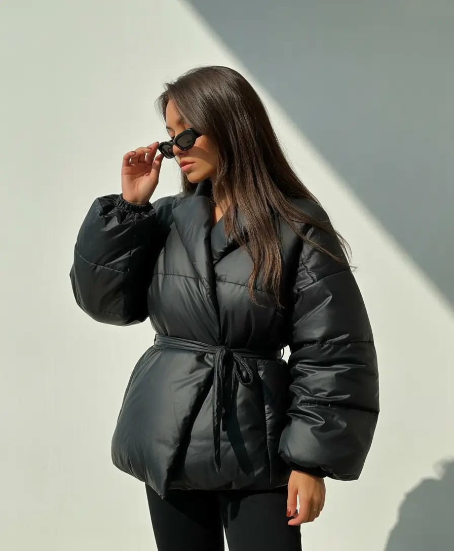 puffer jacket outfit black women Black Belted Confidence