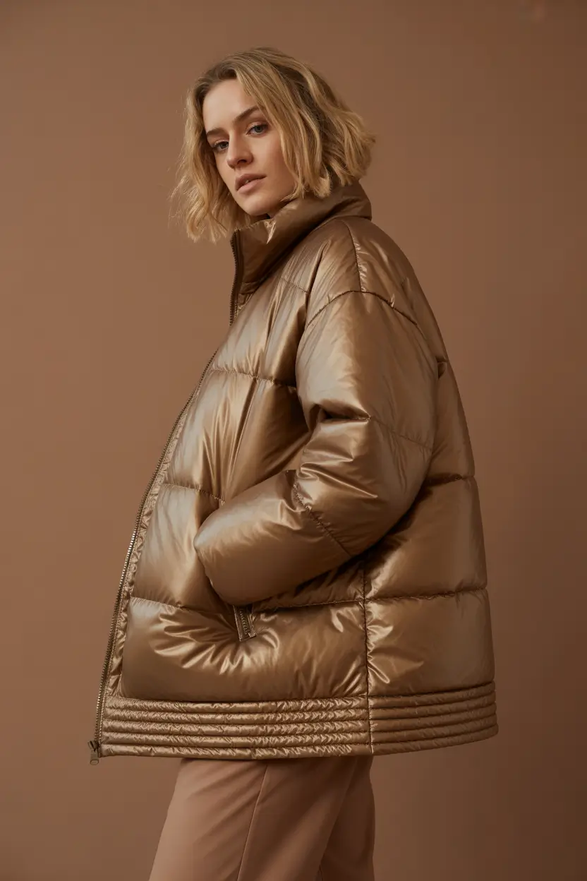 puffer jacket outfit winter Golden Bronze Luxe