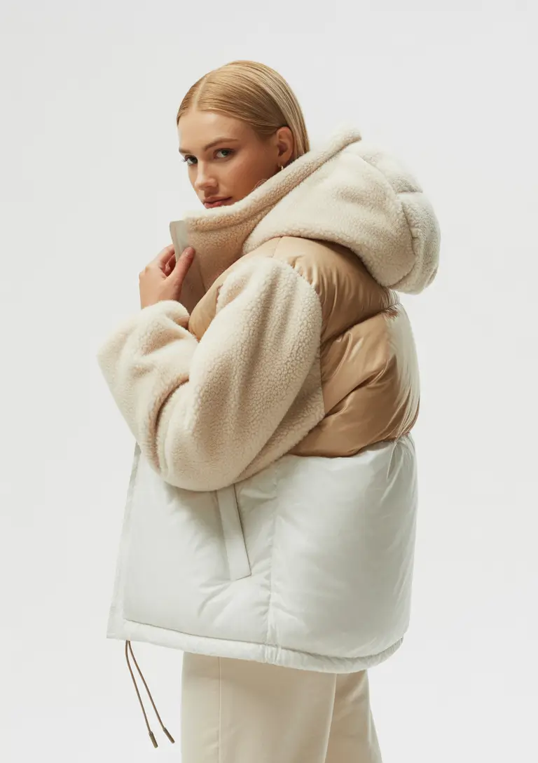 puffer jacket outfit winter style Cozy Cream and Beige Contrast