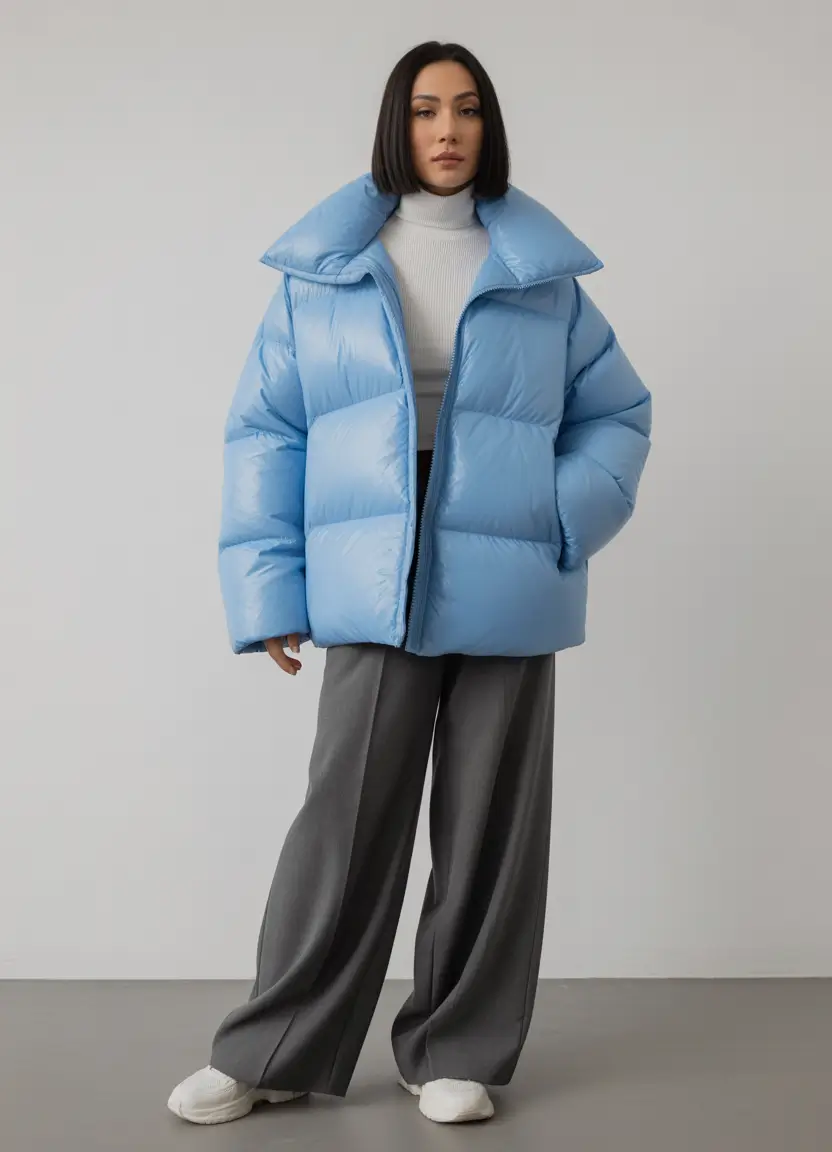 puffer jacket outfit winter Powder Blue Sophistication
