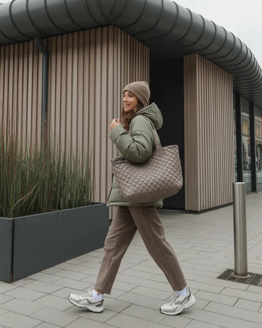 puffer jacket outfit winter style Urban Neutral Layers