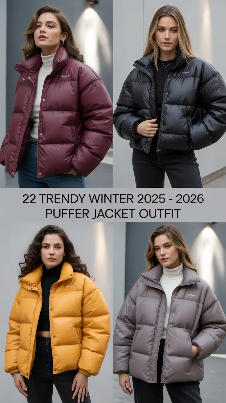 Trendy Winter 2025 – 2026 Puffer Jacket Outfit Ideas for Women