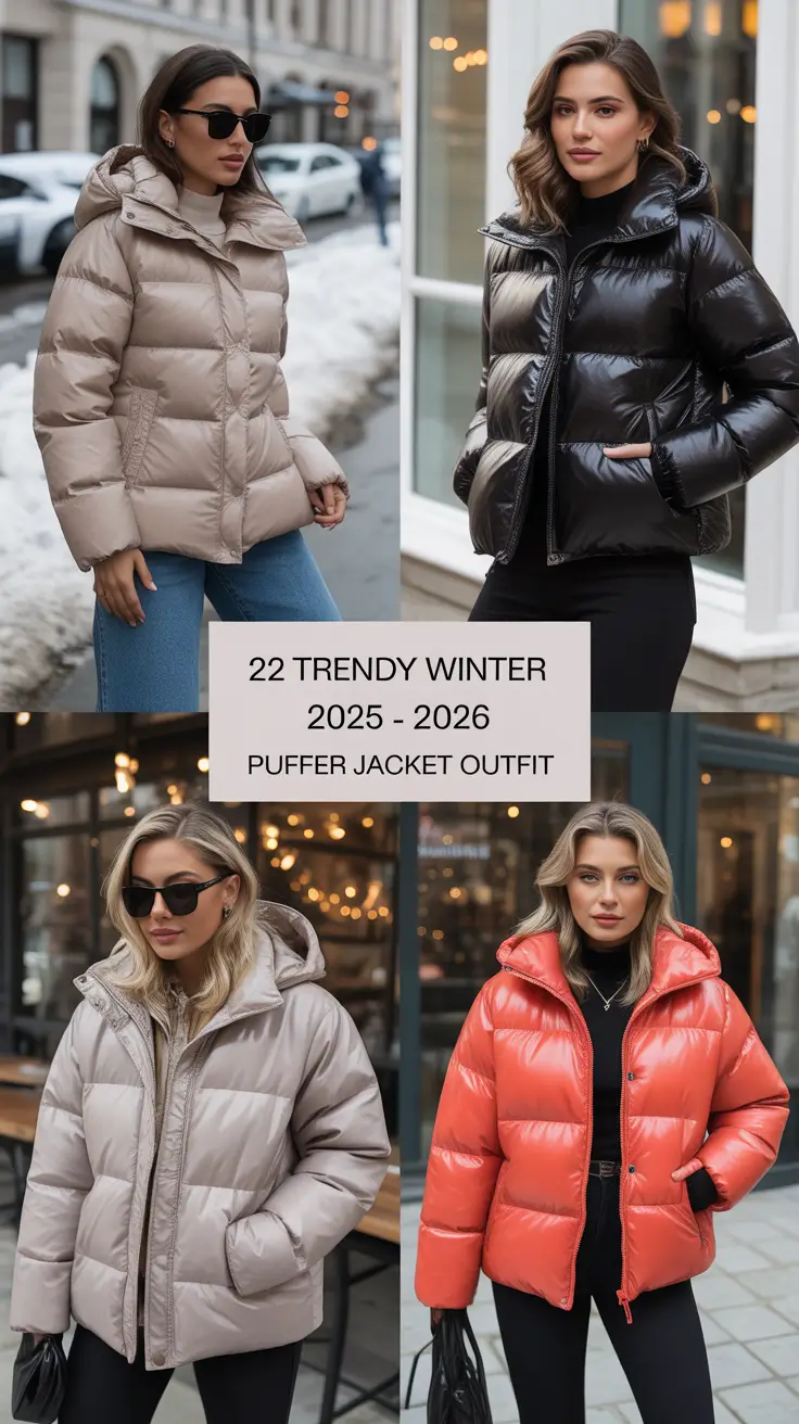 Trendy Winter 2025 – 2026 Puffer Jacket Outfit Ideas for Women