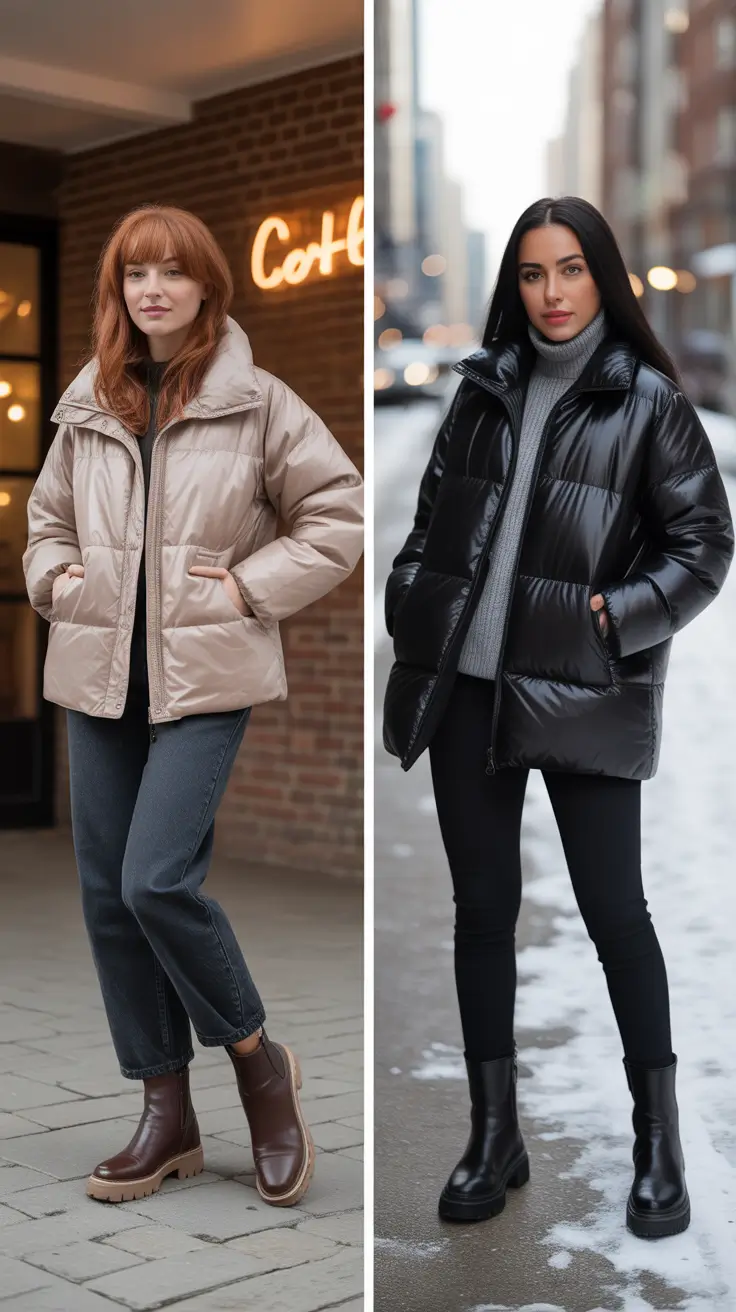 Trendy Winter 2025 – 2026 Puffer Jacket Outfit Ideas for Women