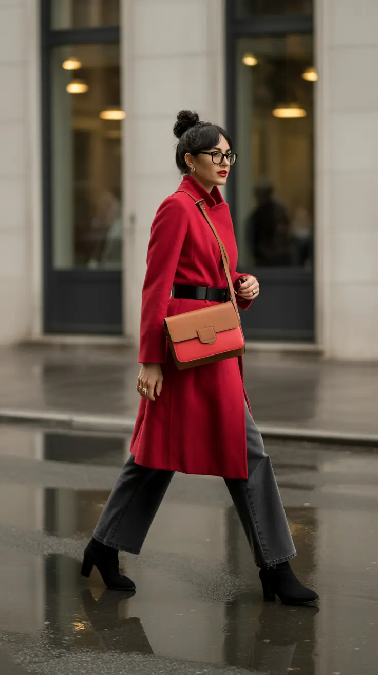 winter work outfits for women 2025 Classic Red Coat Confidence