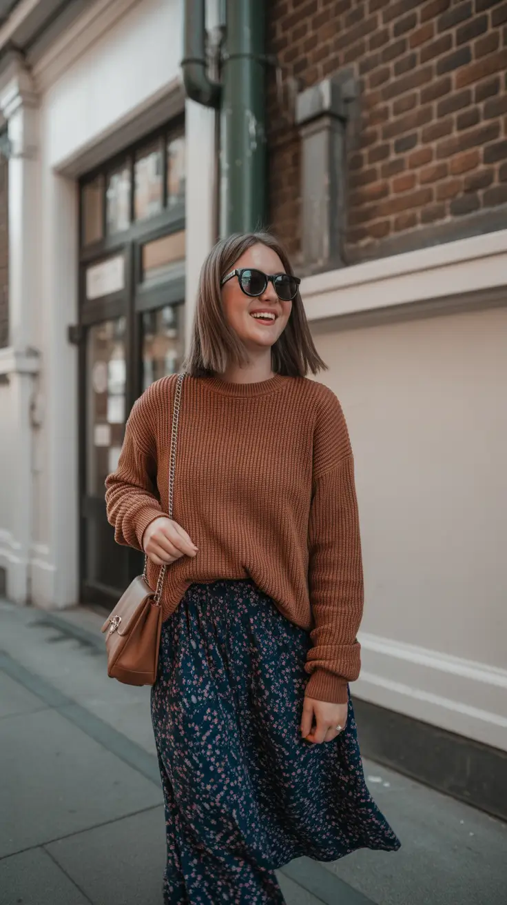 winter work outfits for women 2025 Earthy Knit and Flowing Prints