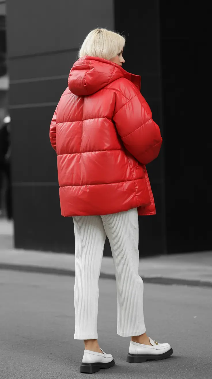 winter work outfits for women 2025 Minimal Red and White Contrast