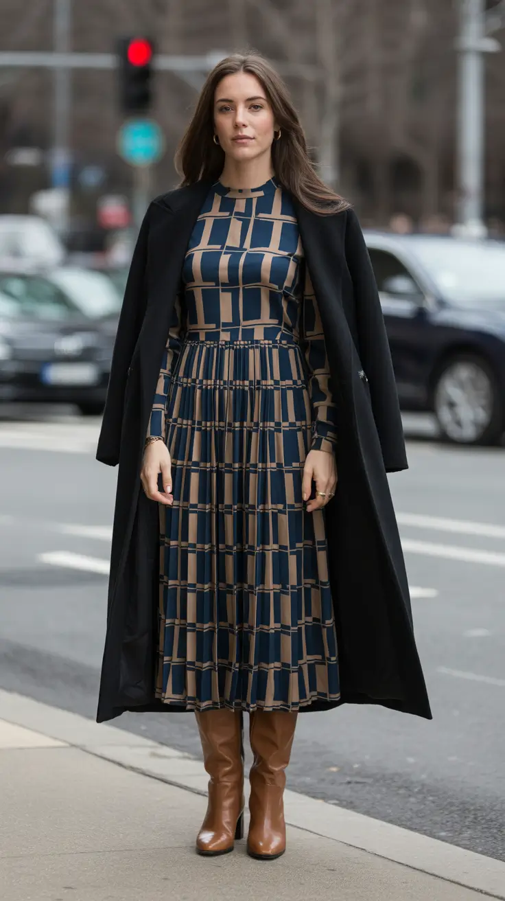 winter work outfits for women 2025 Geometric Print Sophistication
