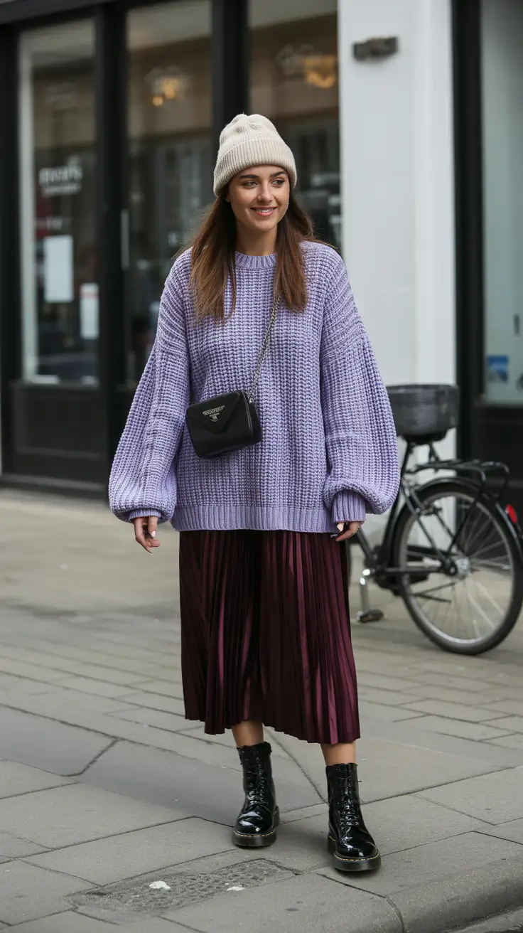 winter work outfits for women 2025 Playful Lavender and Plum Contrast