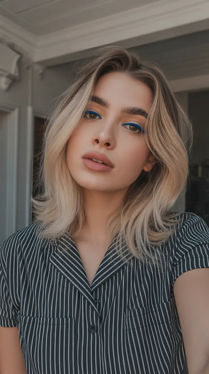 cool blonde hair color balayage winter Chin-Length Cool Blonde Balayage