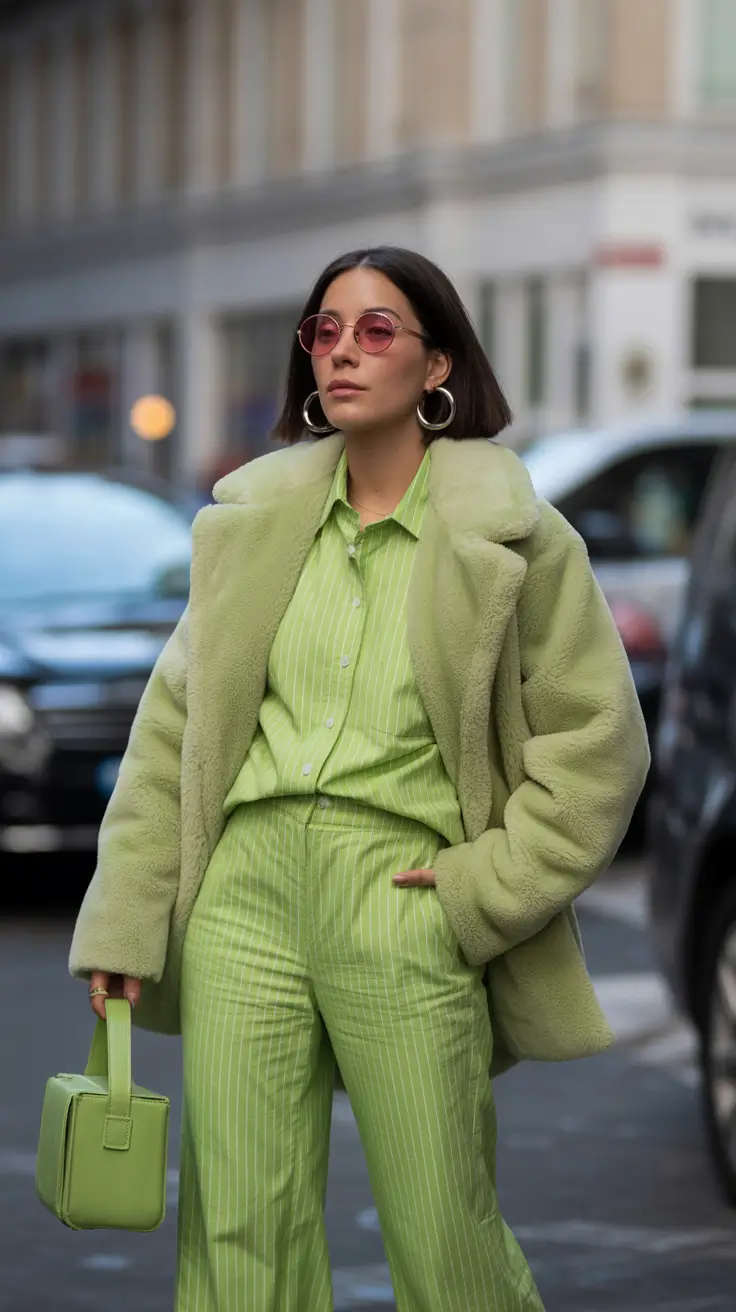 winter going out outfit night Chartreuse Confidence