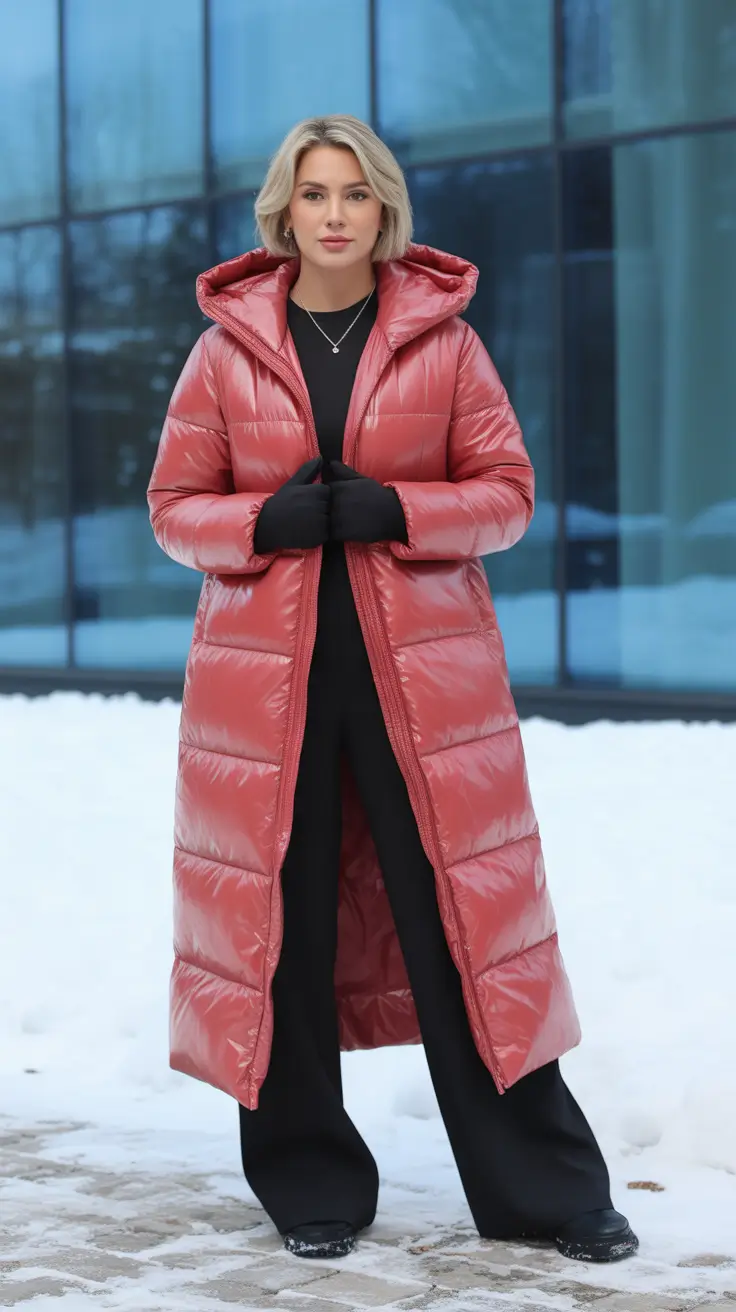 winter going out outfit night Warm Coral Statement