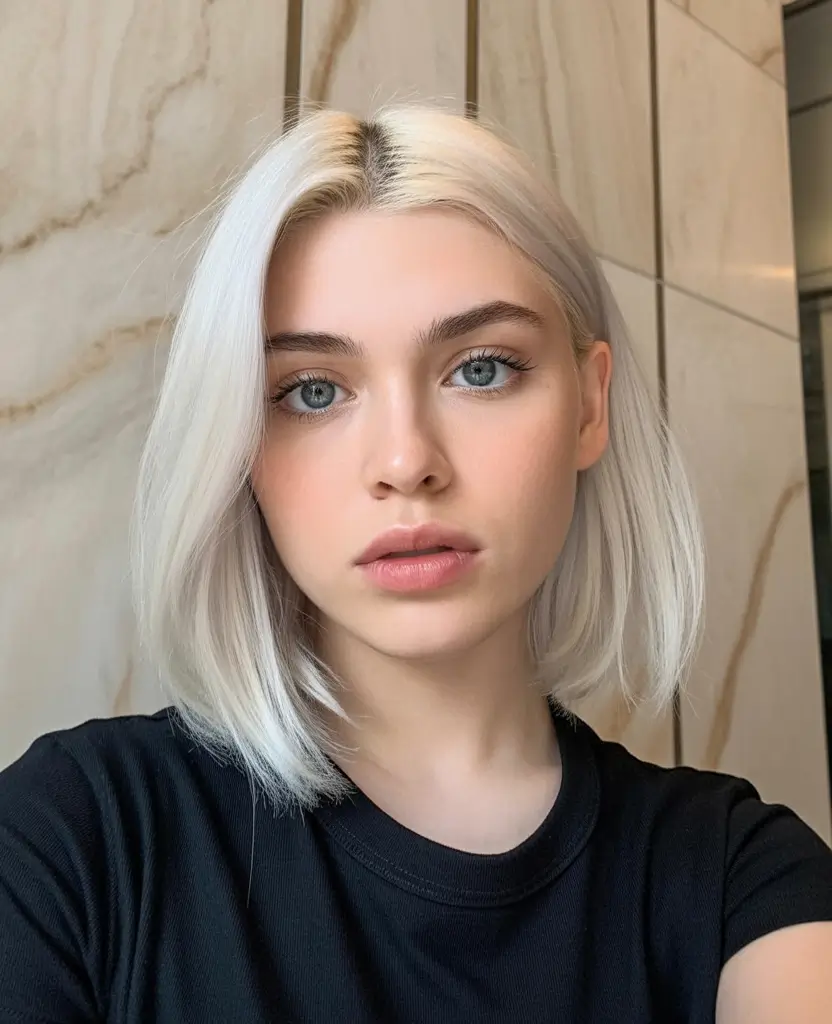 winter hair colors for blondes 2026 Frosty White Blonde Lob