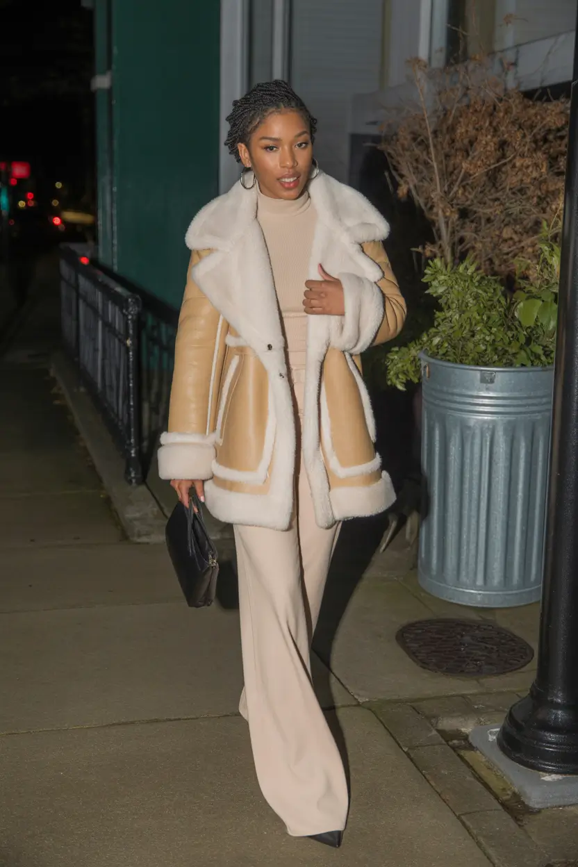 winter outfits black girls fashion ideas Shearling Glow