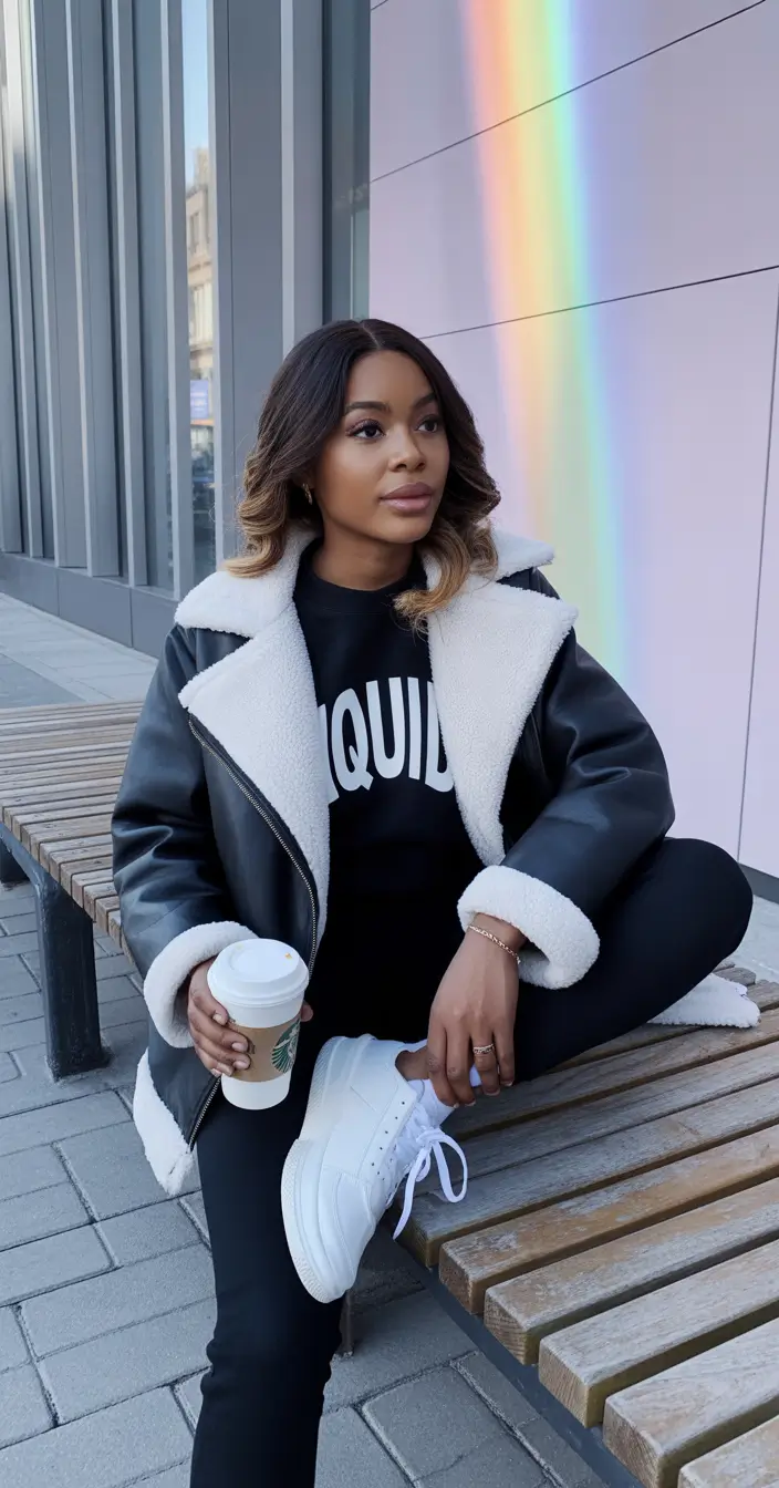 winter outfits black girls fashion ideas Sporty Shearling Cool