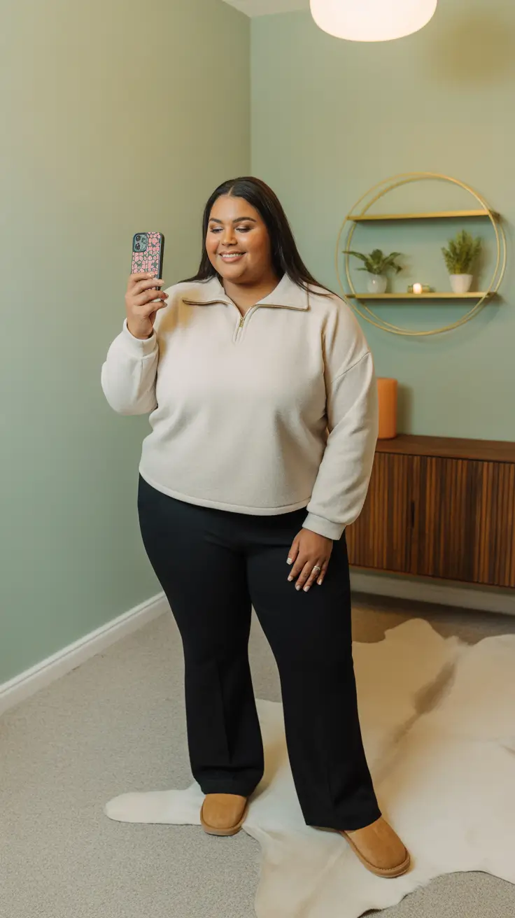 winter capsule wardrobe plus size women Everyday Ease in Soft Neutrals