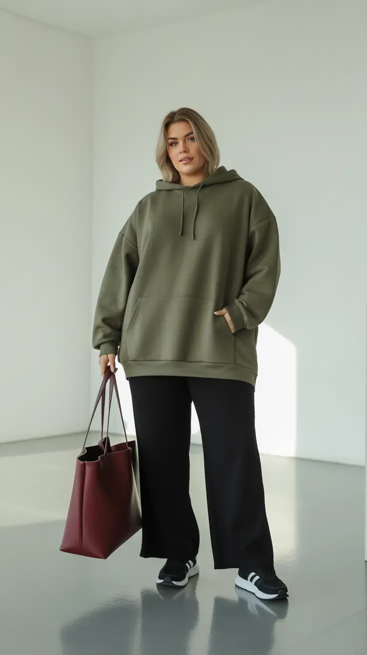 winter capsule wardrobe plus size women Relaxed Utility in Khaki and Black